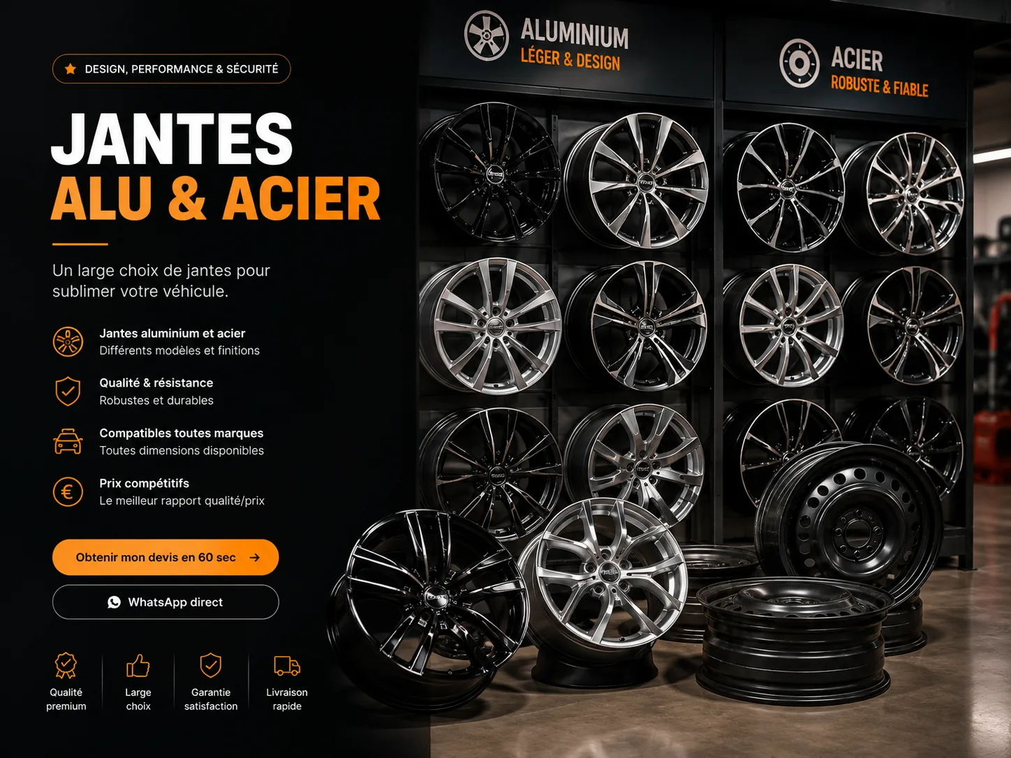 Jante alu VW GTI noire avec pneu Bridgestone montée chez AB Pneus à Liège